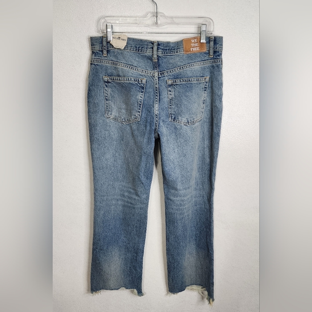 Free People We The Free Jeans Maggie Mid Rise Straight Leg Ripped Frayed Size 28 - Picture 3 of 7